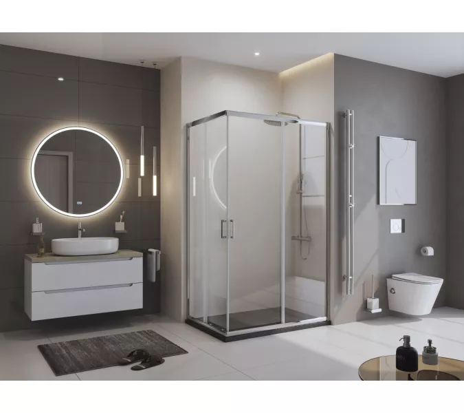 Душевой поддон из искусств. мрамора  BelBagno UNO TRAY-MR-UNO-AH-120/8/90-35-NERO-CR в комплекте с сифоном, Высота поддона: 4, Выбрать цвет: Чёрный, Тип поддона: Низкий, Выбрать размер: 120х80, изображение 6