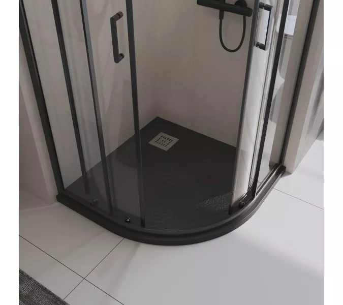 Душевой поддон из искусств. мрамора BelBagno UNO TRAY-MR-UNO-R-90-550-35-NERO-CR в комплекте с сифоном, Высота поддона: 4, Выбрать цвет: Чёрный, Тип поддона: Низкий, Выбрать размер: 90х90, изображение 5