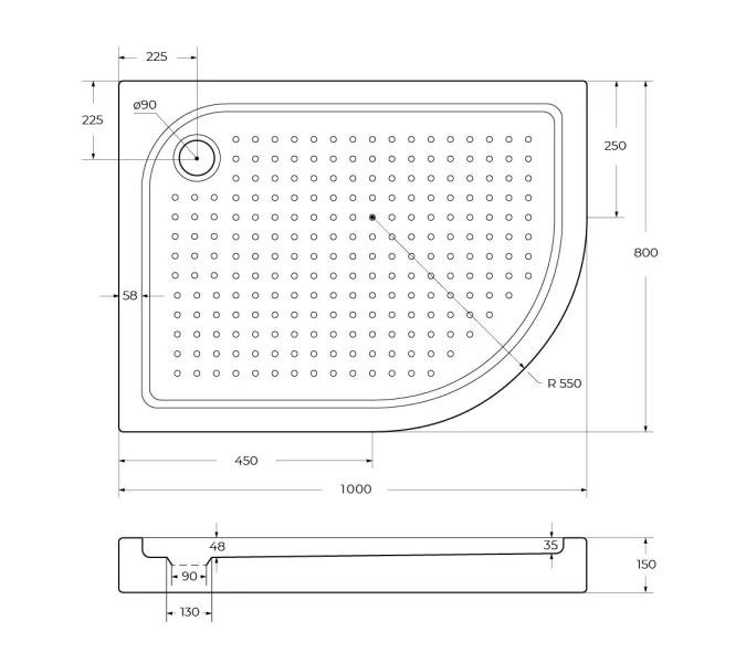 Акриловый поддон BelBagno TRAY-BB-RH-100/80//120/80-550-15-W-L, Высота поддона: 15, Тип поддона: Средний, Выбрать размер: 100х80, Ориентация: левый, изображение 8