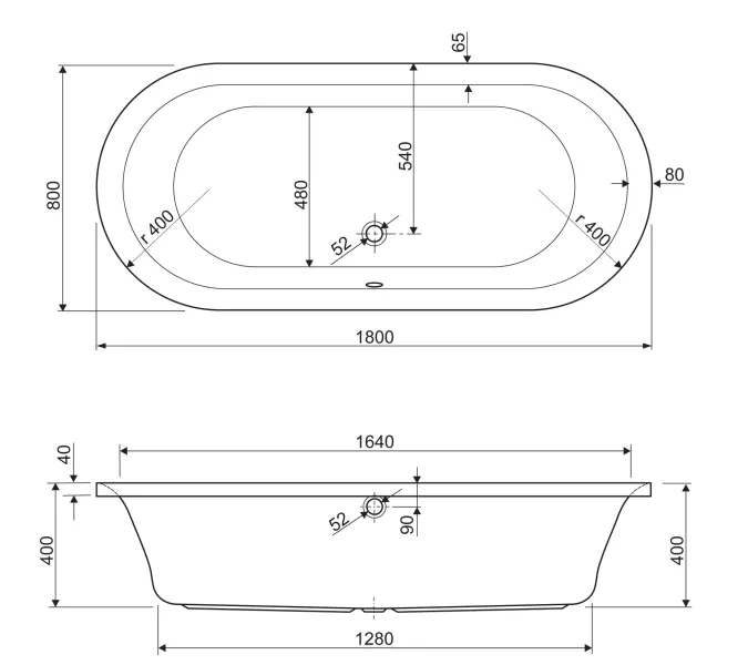 Акриловая ванна CEZARES METAURO-Central-180-80-40-W37  180х80, изображение 3