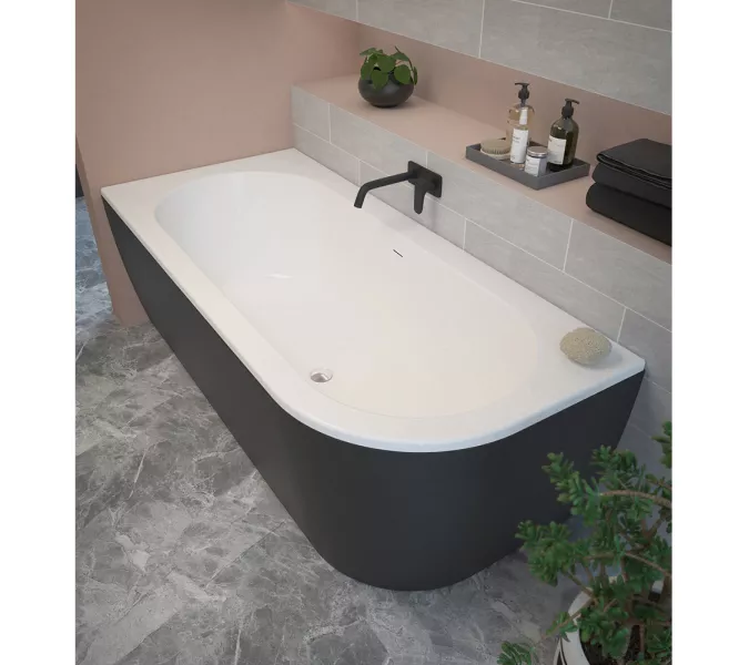 Акриловая ванна CEZARES SLIM CORNER-180-80-60-L/R-NERO-SET  180х80, Выбрать цвет: Черный матовый, Ориентация: левая, изображение 4