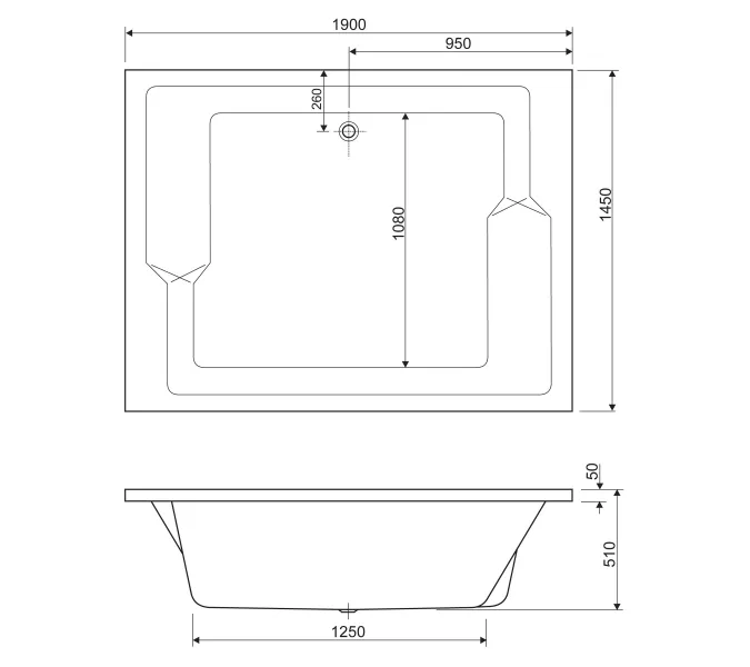 Акриловая ванна CEZARES PLANE_DUO-190-145-51-W37  190х145, изображение 4