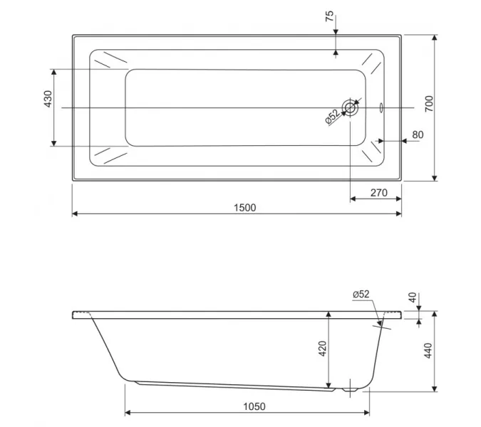 Акриловая ванна CEZARES PLANE SOLO MINI-W37, Выбрать размер: 150х70, изображение 3