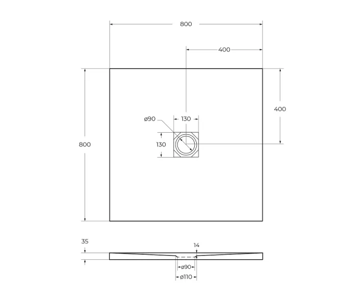 Душевой поддон из искусственного мрамора BelBagno UNO TRAY-MR-UNO-A-80/90-35-W-CR  в комплекте с сифоном, Выбрать цвет: Белый, Тип поддона: Низкий, Выбрать размер: 80х80, изображение 7