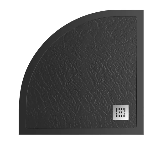 Душевой поддон из искусств. мрамора BelBagno UNO TRAY-MR-UNO-R-90-550-35-NERO-CR в комплекте с сифоном, Высота поддона: 4, Выбрать цвет: Чёрный, Тип поддона: Низкий, Выбрать размер: 90х90