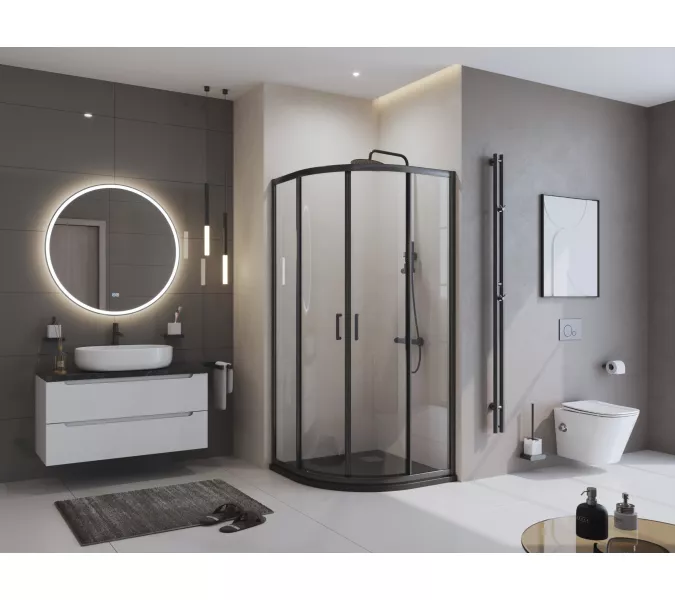 Душевой поддон из искусств. мрамора BelBagno UNO TRAY-MR-UNO-R-90-550-35-NERO-CR в комплекте с сифоном, Высота поддона: 4, Выбрать цвет: Чёрный, Тип поддона: Низкий, Выбрать размер: 90х90, изображение 6