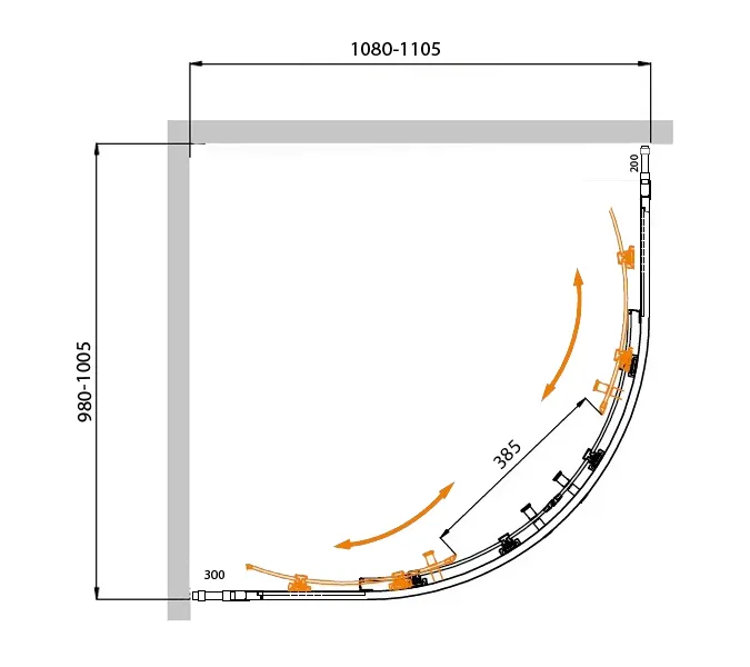 Душевой уголок CEZARES MOLVENO-RH-22-P-Cr, Цвет профиля: Хром, Выбрать размер: 110х100, изображение 6