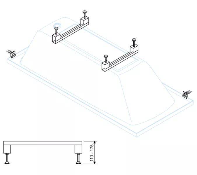 Универс. компл. ног для ванн LEG-KIT-100 -120х70, 130х70, 140х70, 150х70, 160х70,170х70, 170х75, 180х80, 180х90, 190х80, 190х90, 200х90