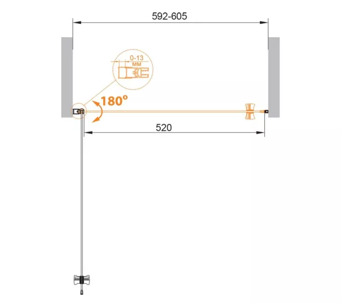 Душевая дверь CEZARES ECO-O-B-1-C-NERO, Цвет стекла: Прозрачный, Цвет профиля: Черный, Выбрать размер: 60, изображение 6