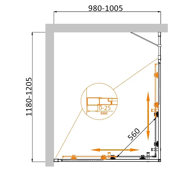 Душевой уголок CEZARES MOLVENO-AH-21-P-Cr, Цвет стекла: рифленое, Цвет профиля: Хром, Выбрать размер: 120х100, изображение 2