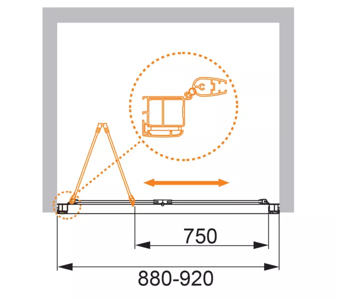 Душевая дверь CEZARES ANIMA-W-BS-90-C-Cr, Цвет стекла: Прозрачный, Цвет профиля: Хром, Выбрать размер: 90, изображение 2