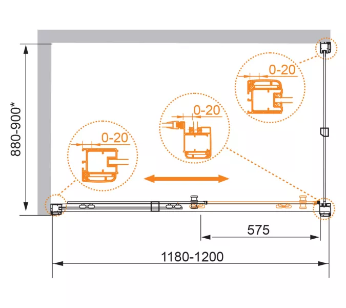 Душевой уголок CEZARES ANIMA-W-AH-1-120/90-P-Cr, Цвет стекла: рифленое, Цвет профиля: Хром, Выбрать размер: 120х90, изображение 2