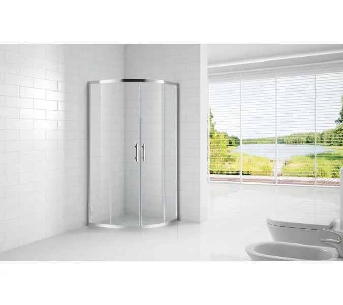 Душевой уголок CEZARES ECO-O-R-2-90-C-Cr, Цвет стекла: прозрачное, Цвет профиля: Хром, Выбрать размер: 90х90