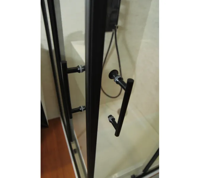 Душевой уголок CEZARES ECO-O-A-2-C-NERO, Цвет стекла: прозрачное, Цвет профиля: Черный, Выбрать размер: 100х100, изображение 3