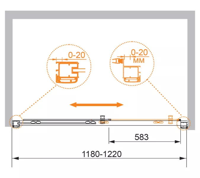 Душевая дверь CEZARES ANIMA-W-BF-1-P-Cr, Цвет стекла: Матовый, Цвет профиля: Хром, Выбрать размер: 120, изображение 2