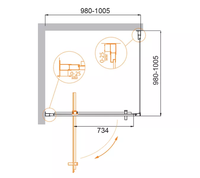 Душевой уголок CEZARES MOLVENO-A-1-C-Cr-IV, Цвет профиля: Хром, Выбрать размер: 100х100, изображение 3