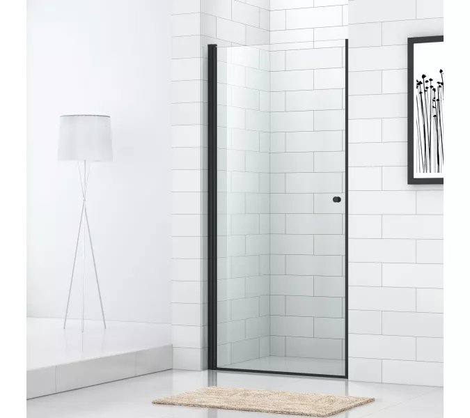 Душевая дверь CEZARES ECO-O-B-1-C-NERO, Цвет стекла: Прозрачный, Цвет профиля: Черный, Выбрать размер: 60