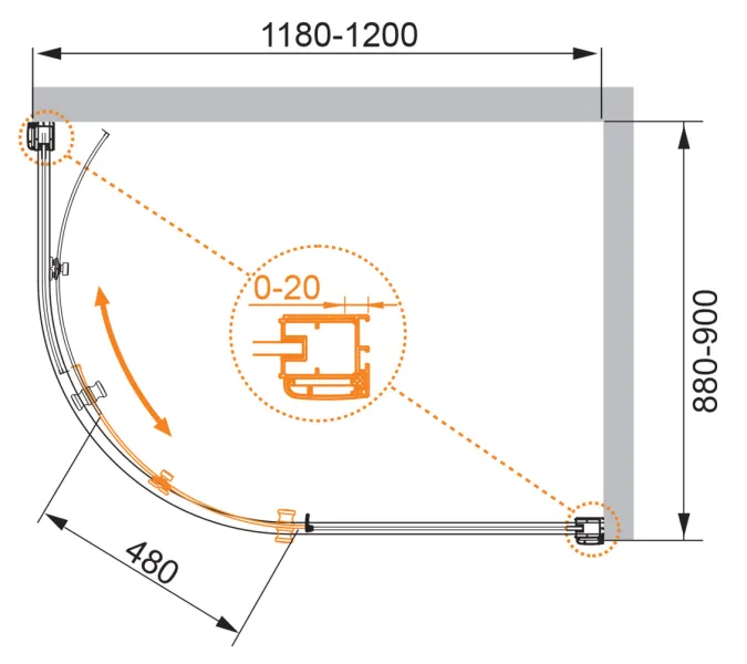 Душевой уголок CEZARES ANIMA-W-RH-1-120/90-C-Cr   120х90, изображение 5