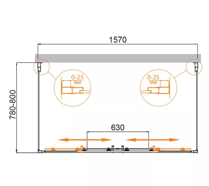 Душевой уголок CEZARES MOLVENO-AH-22-C-Cr-IV пристенный, Цвет стекла: прозрачное, Цвет профиля: Хром, Монтаж: Пристенный, Выбрать размер: 160х80, изображение 2