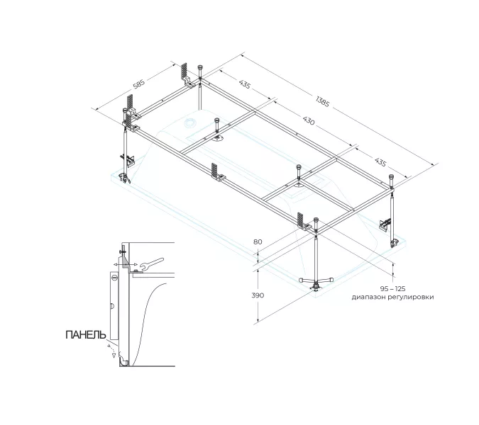 Металлический каркас CEZARES EMP-150-70-MF-R 150х70, изображение 2