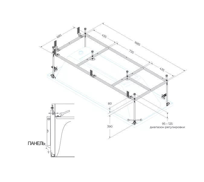 Металлический каркас CEZARES EMP-180-80-MF-R  180х80, изображение 2