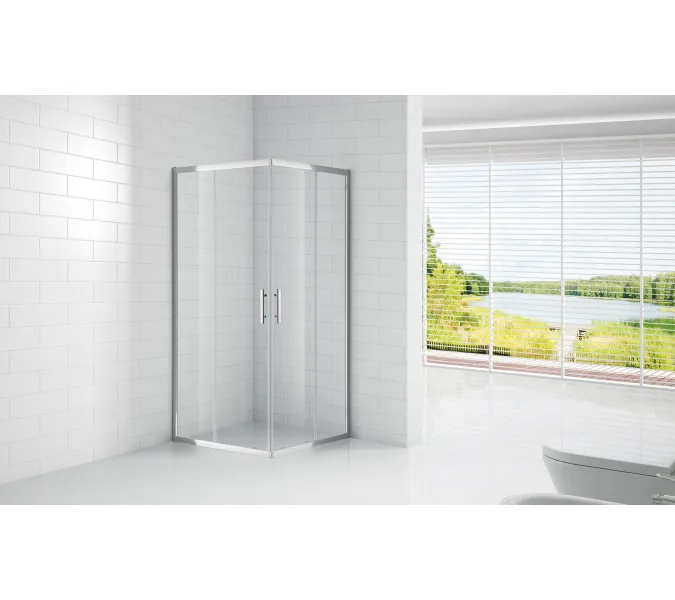 Душевой уголок CEZARES ECO-O-A-2-C-Cr/P-Cr, Цвет стекла: прозрачное, Цвет профиля: Хром, Выбрать размер: 100х100, изображение 2