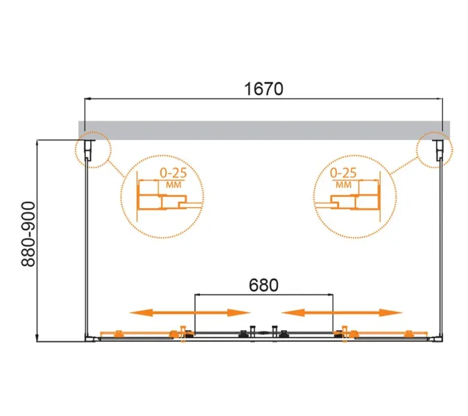 Душевой уголок CEZARES MOLVENO-AH-22-P-Cr пристенный, Цвет стекла: рифленое, Цвет профиля: Хром, Монтаж: Пристенный, Выбрать размер: 170х90, изображение 2