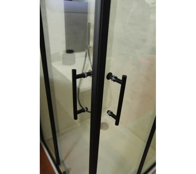 Душевой уголок CEZARES ECO-O-A-2-C-NERO, Цвет стекла: прозрачное, Цвет профиля: Черный, Выбрать размер: 100х100, изображение 4