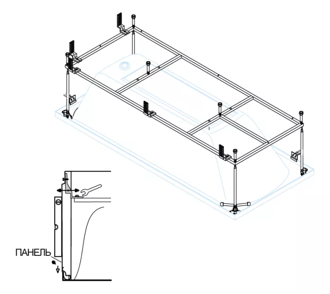 Металлический каркас CEZARES EMP-170-70-MF-R 170х70