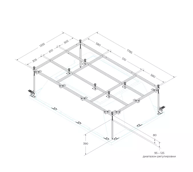 Металлический каркас для акриловой ванны CEZARES PLANE_DUO-MF, изображение 2