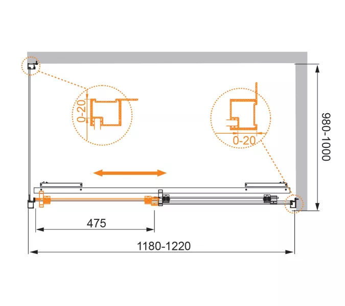 Душевой уголок CEZARES LUX-SOFT-W-AH-1-C-Cr-IV, Цвет профиля: Хром, Выбрать размер: 120х100, изображение 6