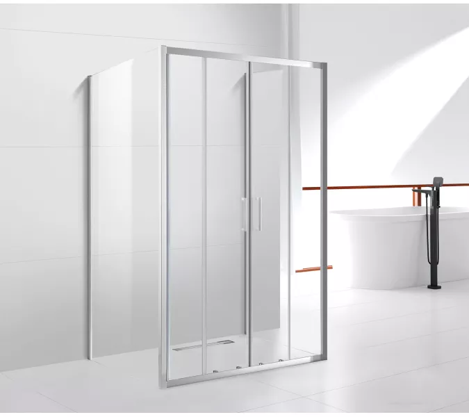 Душевой уголок CEZARES MOLVENO-AH-22-C-Cr-IV пристенный, Цвет стекла: прозрачное, Цвет профиля: Хром, Монтаж: Пристенный, Выбрать размер: 160х80