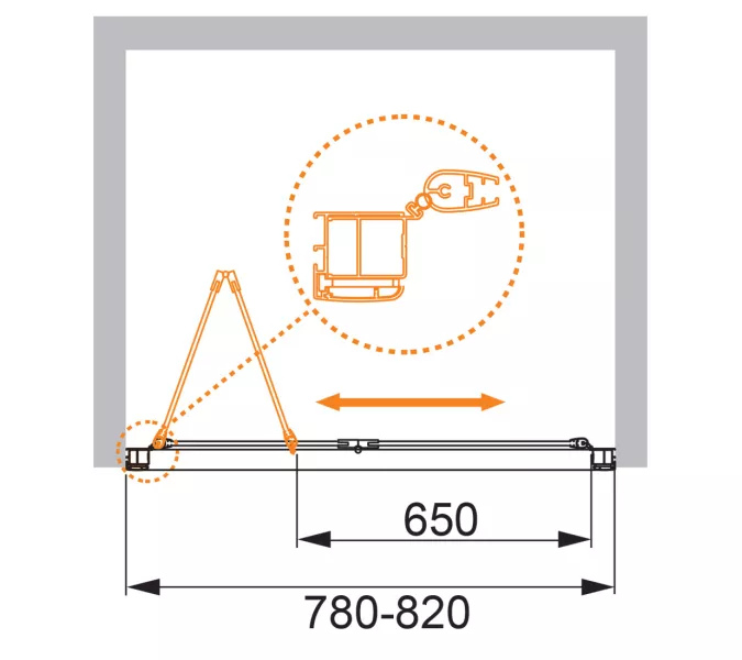 Душевая дверь CEZARES ANIMA-W-BS-80-P-Cr, Цвет стекла: Матовый, Цвет профиля: Хром, Выбрать размер: 80, изображение 2
