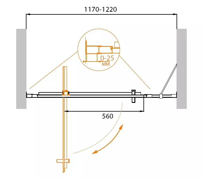 Душевая дверь CEZARES MOLVENO-BA-11-C-Cr-IV, Цвет стекла: Прозрачный, Цвет профиля: Хром, Выбрать размер: 120, изображение 2