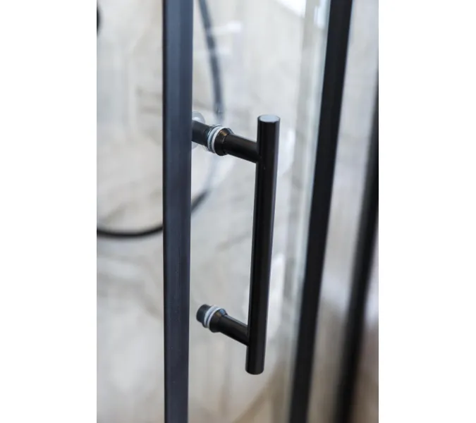 Душевой уголок CEZARES ECO-O-R-2-C-NERO, Цвет стекла: прозрачное, Цвет профиля: Черный, Выбрать размер: 100х100, изображение 2