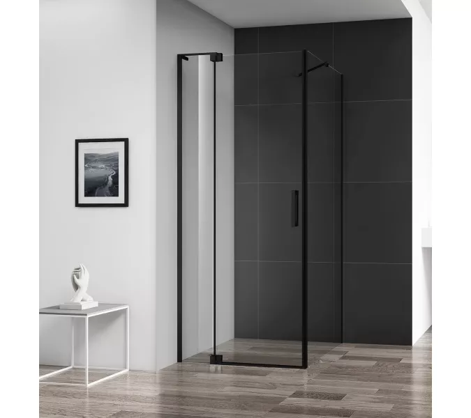 Душевой уголок CEZARES SLIDER-AH-1-C-NERO, Цвет стекла: прозрачное, Цвет профиля: Черный, Выбрать размер: 100х100