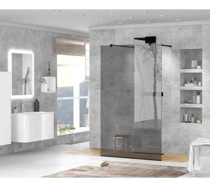 Душевая перегородка CEZARES LIBERTA-L-2-GR-NERO, Цвет стекла: тонированное, Цвет профиля: Черный, Выбрать размер: 100, изображение 3