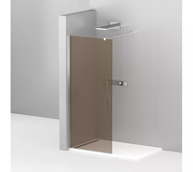 Душевая перегородка CEZARES LIBERTA-L-1-BR-Cr, Цвет стекла: бронза, Цвет профиля: Хром, Выбрать размер: 100