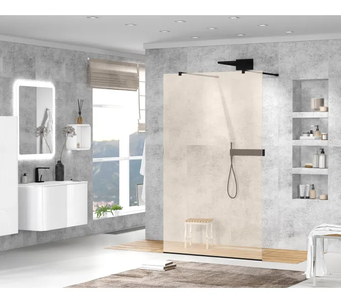 Душевая перегородка CEZARES LIBERTA-L-2-BR-NERO, Цвет стекла: бронза, Цвет профиля: Черный, Выбрать размер: 100, изображение 4