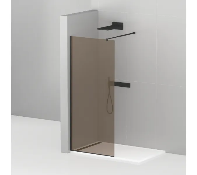 Душевая перегородка CEZARES LIBERTA-L-1-BR-NERO, Цвет стекла: бронза, Цвет профиля: Черный, Выбрать размер: 100