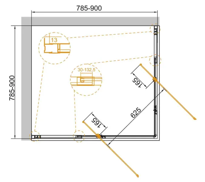 Душевой уголок CEZARES VARIANTE-A/AH-2-C-Cr, Цвет профиля: Хром, Выбрать размер: 80х80, изображение 2