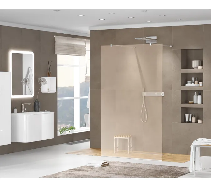 Душевая перегородка CEZARES LIBERTA-L-2-BR-Cr, Цвет стекла: бронза, Цвет профиля: Хром, Выбрать размер: 100, изображение 2