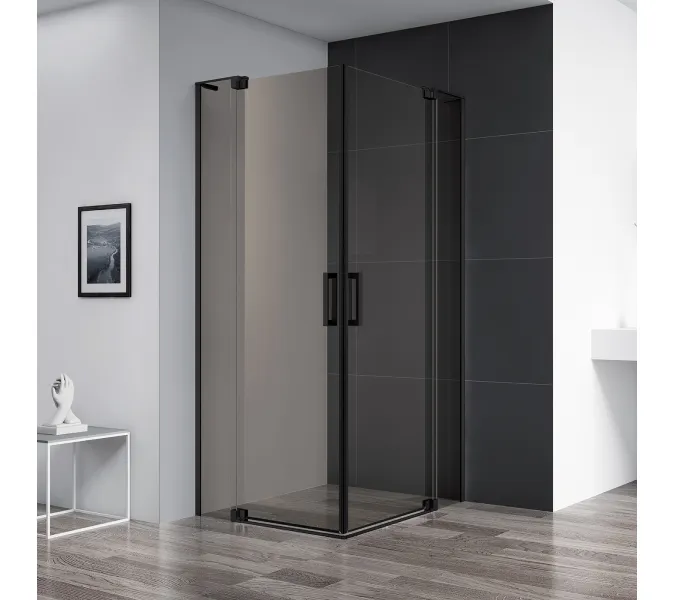 Душевой уголок CEZARES SLIDER-A-2-BR-NERO, Цвет стекла: бронза, Цвет профиля: Черный, Выбрать размер: 100х100