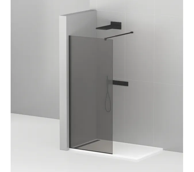 Душевая перегородка CEZARES LIBERTA-L-1-GR-NERO, Цвет стекла: тонированное, Цвет профиля: Черный, Выбрать размер: 100