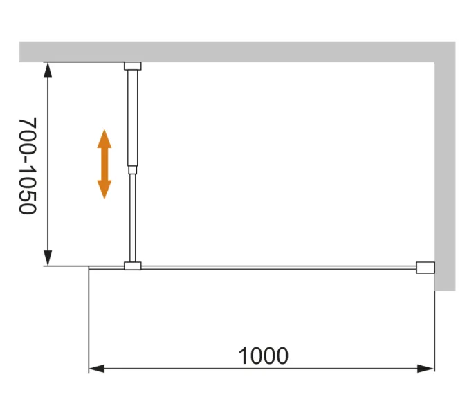 Душевая перегородка CEZARES LIBERTA-L-1-GR-NERO, Цвет стекла: тонированное, Цвет профиля: Черный, Выбрать размер: 100, изображение 6