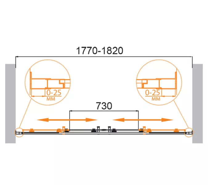 Душевая дверь CEZARES MOLVENO-BF-2-180-C-Cr-IV, Цвет стекла: Прозрачный, Цвет профиля: Хром, Выбрать размер: 180, изображение 3