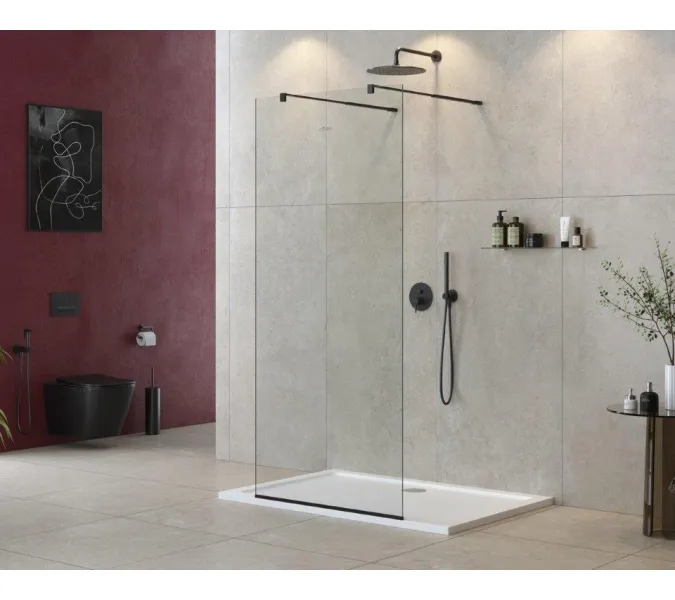 Душевая перегородка CEZARES LIBERTA-L-2-C-NERO, Цвет стекла: прозрачное, Цвет профиля: Черный, Выбрать размер: 100