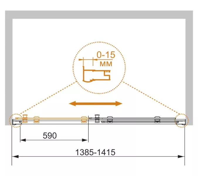 Душевая дверь CEZARES PRATICO-BF-1-140-C-Cr, изображение 2