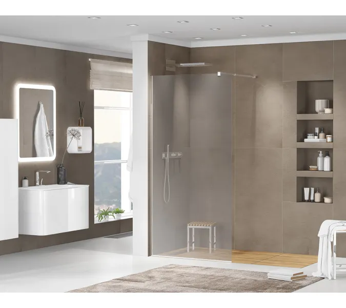 Душевая перегородка CEZARES LIBERTA-L-1-GR-Cr, Цвет стекла: тонированное, Цвет профиля: Хром, Выбрать размер: 100, изображение 7