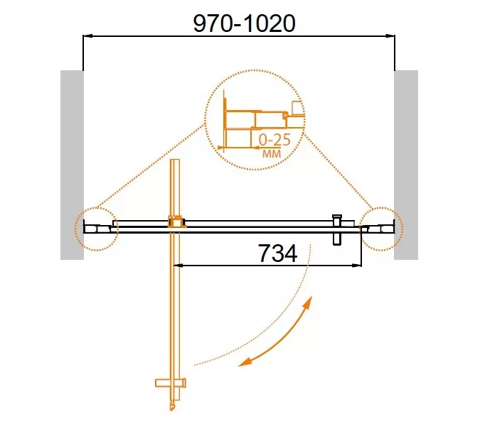 Душевая дверь CEZARES MOLVENO-BA-1-C-Cr-IV, Цвет профиля: Хром, Выбрать размер: 100, изображение 2